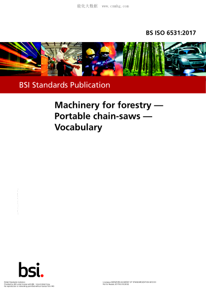 BS ISO 6531-2017 林業(yè)機械 便攜式鏈鋸 詞匯 Machinery for forestry. Portable chain-saws. Vocabulary