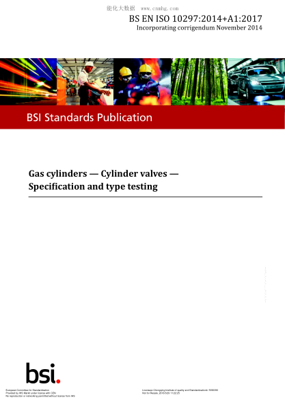 EN ISO 10297-2014+A1-2017  Gas cylinders. Cylinder valves. Specification and type testing. Amendment 1:Pressure drums and tubes (ISO 10297:2014/Amd 1:2017)