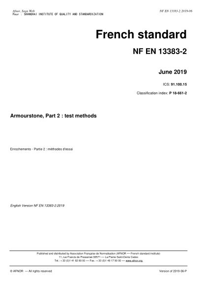 NF EN 13383-2-2019   Armourstone, Part 2 : test methods