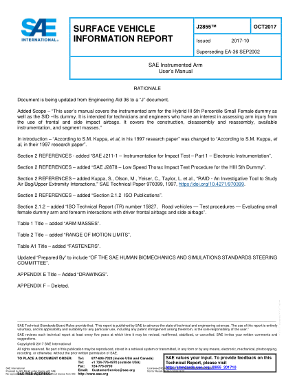 SAE J2855-2017  Sae Instrumented Arm User’S Manual