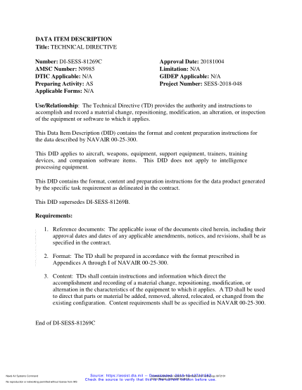 NAVY DI-SESS-81269C-2018  Technical Directive