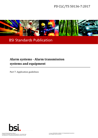 PD CLC/TS 50136-7-2017   Alarm Systems. Alarm Transmission Systems And Equipment. Application Guidelines