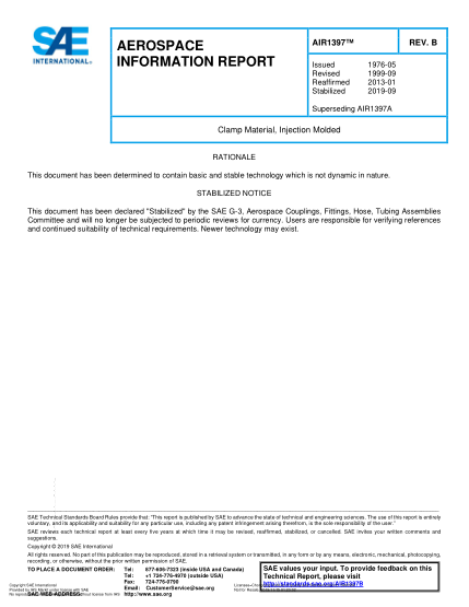 SAE AIR1397B-2019  Clamp Material, Injection Molded