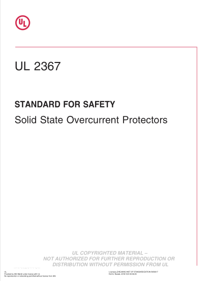 UL 2367-2009 固態(tài)過(guò)載電流保護(hù)裝置 UL Standard For Safety Solid State Overcurrent Protectors (First Edition; Reprint With Revisions Through And Including September 11, 2018)