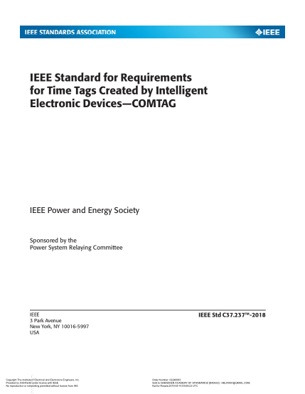IEEE C37.237-2018  Requirements for Time Tags Created by Intelligent Electronic Devices - COMTAG