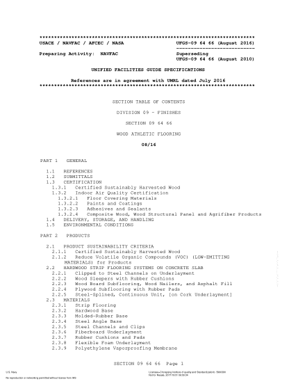 NAVY UFGS-09 64 66-2016   Wood Athletic Flooring (Incorporating Change 1: August 1, 2018)