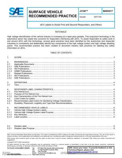 SAE J3108-2017   Xev Labels To Assist First And Second Responders,And Others