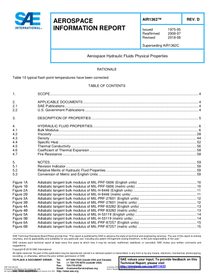 SAE AIR1362D-2018  Aerospace Hydraulic Fluids Physical Properties