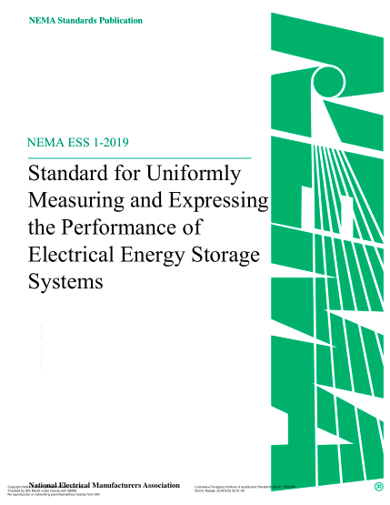 NEMA ESS 1-2019  Standard For Uniformly Measuring And Expressing The Performance Of Electrical Energy Storage Systems