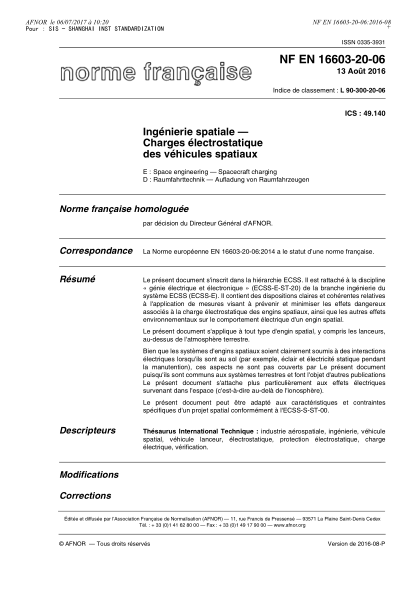 NF L90-300-20-06-2016   Space engineering - Spacecraft charging