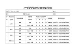 水電站危險(xiǎn)源辨識(shí)及風(fēng)險(xiǎn)評(píng)價(jià)表doc