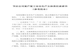 節(jié)后公司復產(chǎn)復工安全生產(chǎn)主體責任承諾書（參考范本）docx