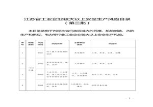 江蘇省工業(yè)企業(yè)較大以上安全生產(chǎn)風(fēng)險目錄（第三批）doc
