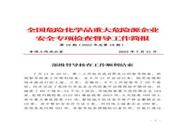全國危險化學(xué)品重大危險源企業(yè)專項檢查督導(dǎo)工作簡報（第19期）pdf