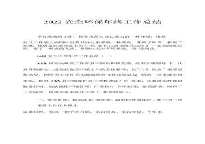 2022安全環(huán)保年終工作總結（12頁）docx
