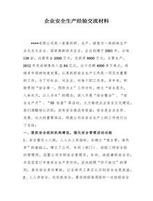 XX公司安全生產(chǎn)先進(jìn)經(jīng)驗交流材料（9頁）docx