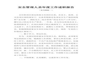 安全管理人員年度工作述職報(bào)告（19頁(yè)）docx