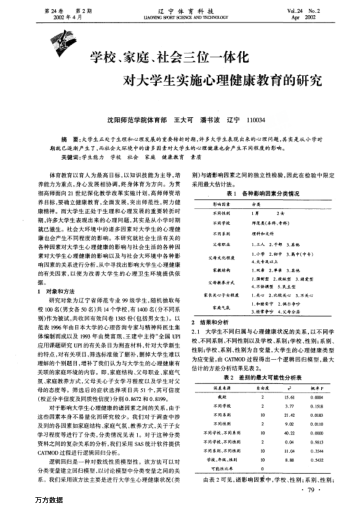 學校、家庭、社會三位一體化對大學生實施心理健康教育的研究