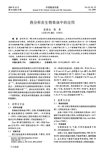 熱分析在生物柴油中的應(yīng)用