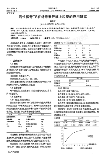活性藏青TS在纖維素纖維上印花的應(yīng)用研究