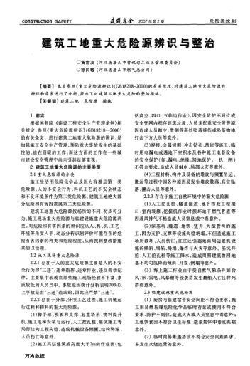 建筑工地重大危險源辨識與整治
