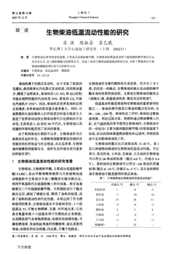 生物柴油低溫流動性能的研究