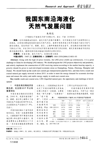 我國(guó)東南沿海液化天然氣發(fā)展問(wèn)題