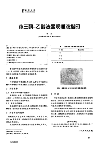 茚三酮—乙醇法顯現(xiàn)唾液指印