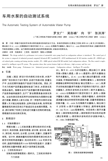 車用水泵的自動(dòng)測試系統(tǒng)