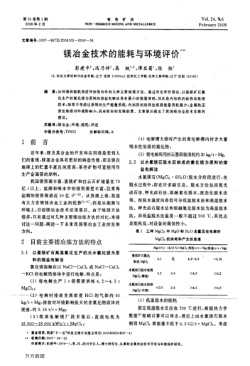 鎂冶金技術(shù)的能耗與環(huán)境評價