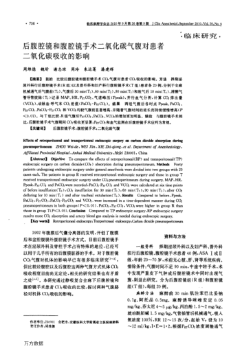 后腹腔鏡和腹腔鏡手術(shù)二氧化碳?xì)飧箤?duì)患者二氧化碳吸收的影響