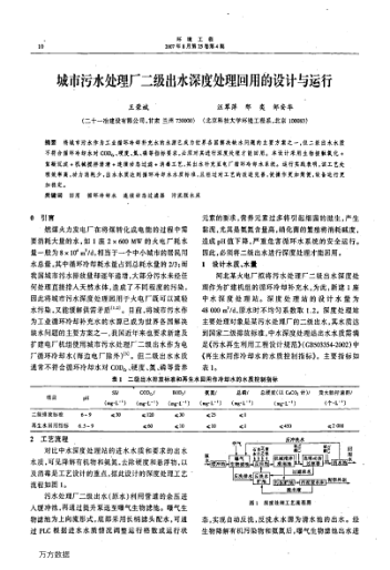 城市污水處理廠二級(jí)出水深度處理回用的設(shè)計(jì)與運(yùn)行