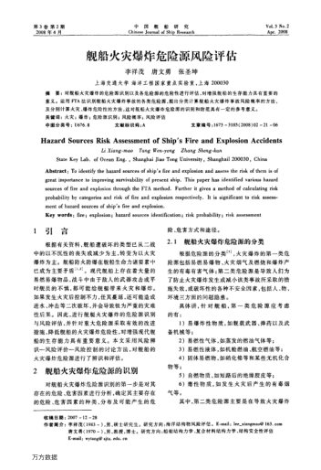 艦船火災(zāi)爆炸危險源風(fēng)險評估