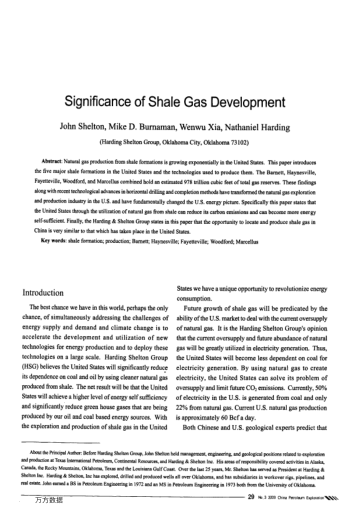 Significance of Shale Gas Development