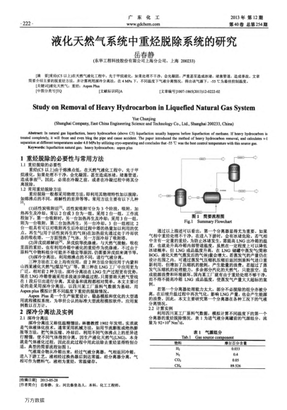 液化天然氣系統(tǒng)中重烴脫除系統(tǒng)的研究
