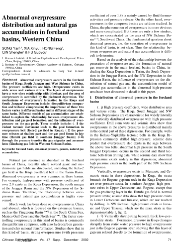 Abnormal overpressure distribution and natural gas accumulation in foreland basins, Western China
