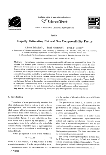 Rapidly Estimating Natural Gas Compressibility Factor