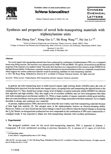 Synthesis and properties of novel hole-transporting materials with triphenylamine units