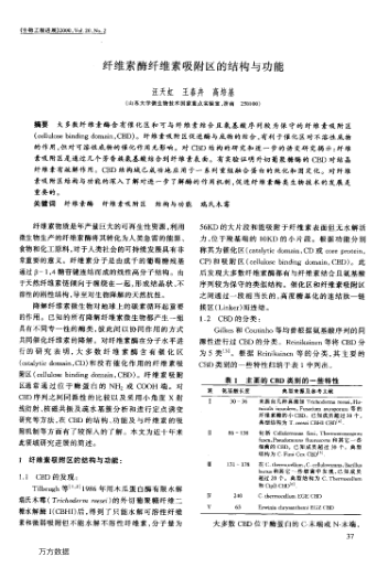 纖維素酶纖維素吸附區(qū)的結(jié)構(gòu)與功能