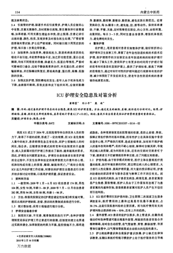 ICU護理安全隱患及對策分析