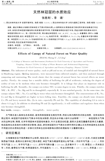 天然林冠層的水質(zhì)效應(yīng)