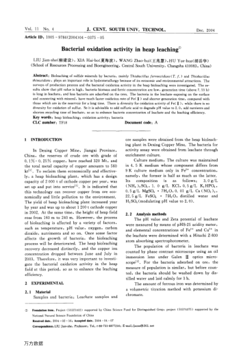 Bacterial oxidation activity in heap leaching