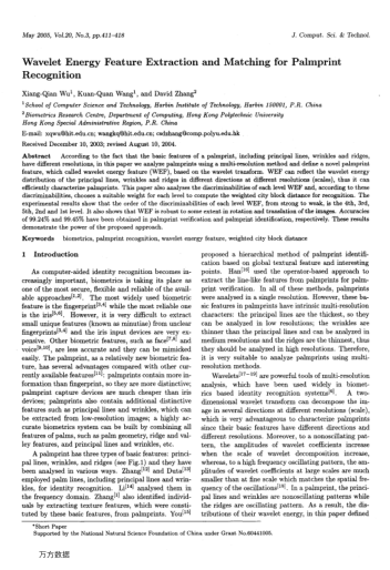 Wavelet Energy Feature Extraction and Matching for Palmprint Recognition
