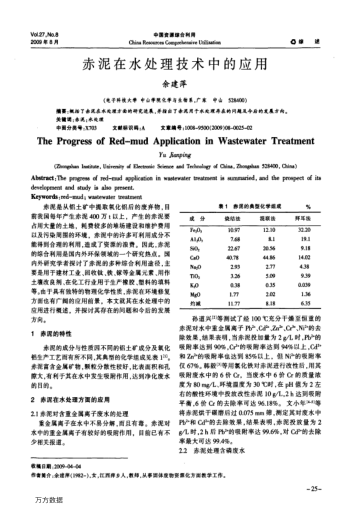 赤泥在水處理技術(shù)中的應(yīng)用