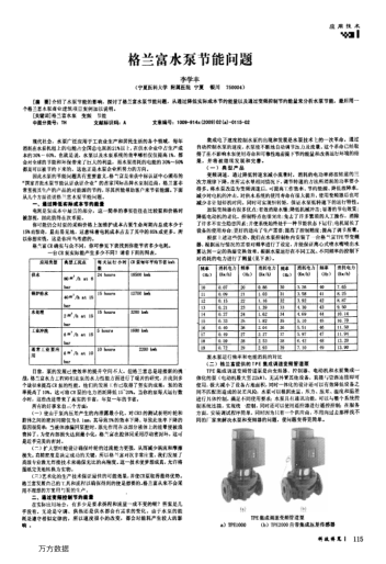 格蘭富水泵節(jié)能問(wèn)題