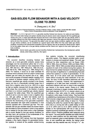 GAS-SOLIDS FLOW BEHAVIOR WITH A GAS VELOCITY CLOSE TO ZERO