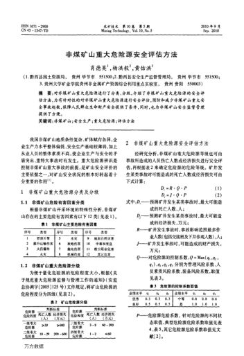 非煤礦山重大危險源安全評估方法