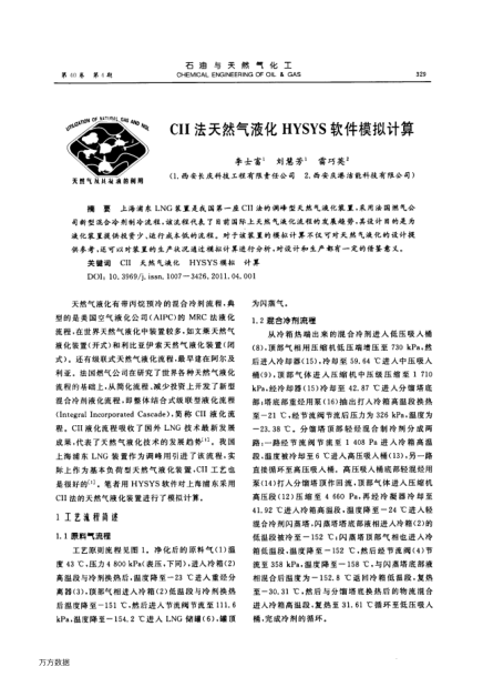 CII法天然氣液化HYSYS軟件模擬計(jì)算