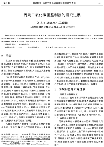 丙烷二氧化碳重整制氫的研究進(jìn)展