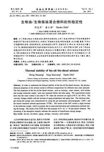 生物油/生物柴油混合燃料的熱穩(wěn)定性